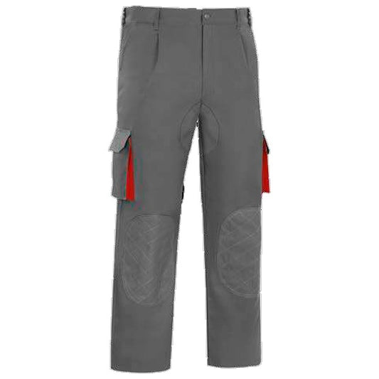 PANTALÓN DE TRABAJO MULTIBOLSILLOS CON REFUERZOS CARGO VESIN GRIS-ROJO